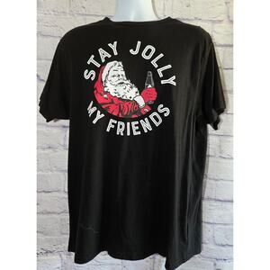 Holiday Time Black White Stay Jolly My Friends Christmas Graphic Shirt XL
